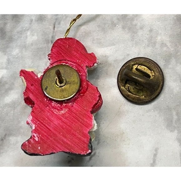 Vintage Santa Mini Christmas Ornament Pin Checking Naughty Nice List - Picture 4 of 6